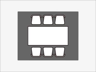 200×250cmのラグを敷いたダイニング