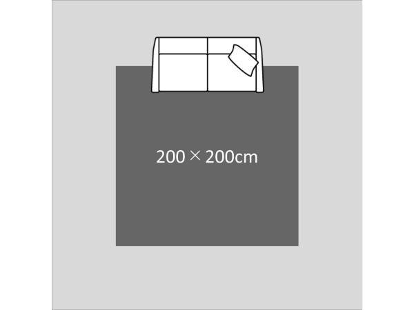 200×200cmのラグを8畳の部屋に敷いている図