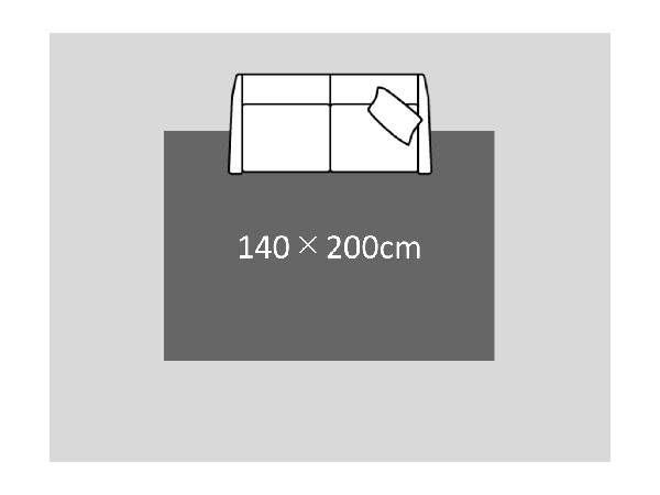 6畳間に140×200cmのラグを敷いている図