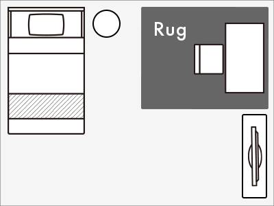 140×200cmのラグを敷いたレイアウト