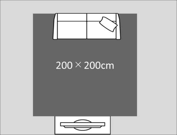 200×200cmのラグを敷いた6畳の部屋