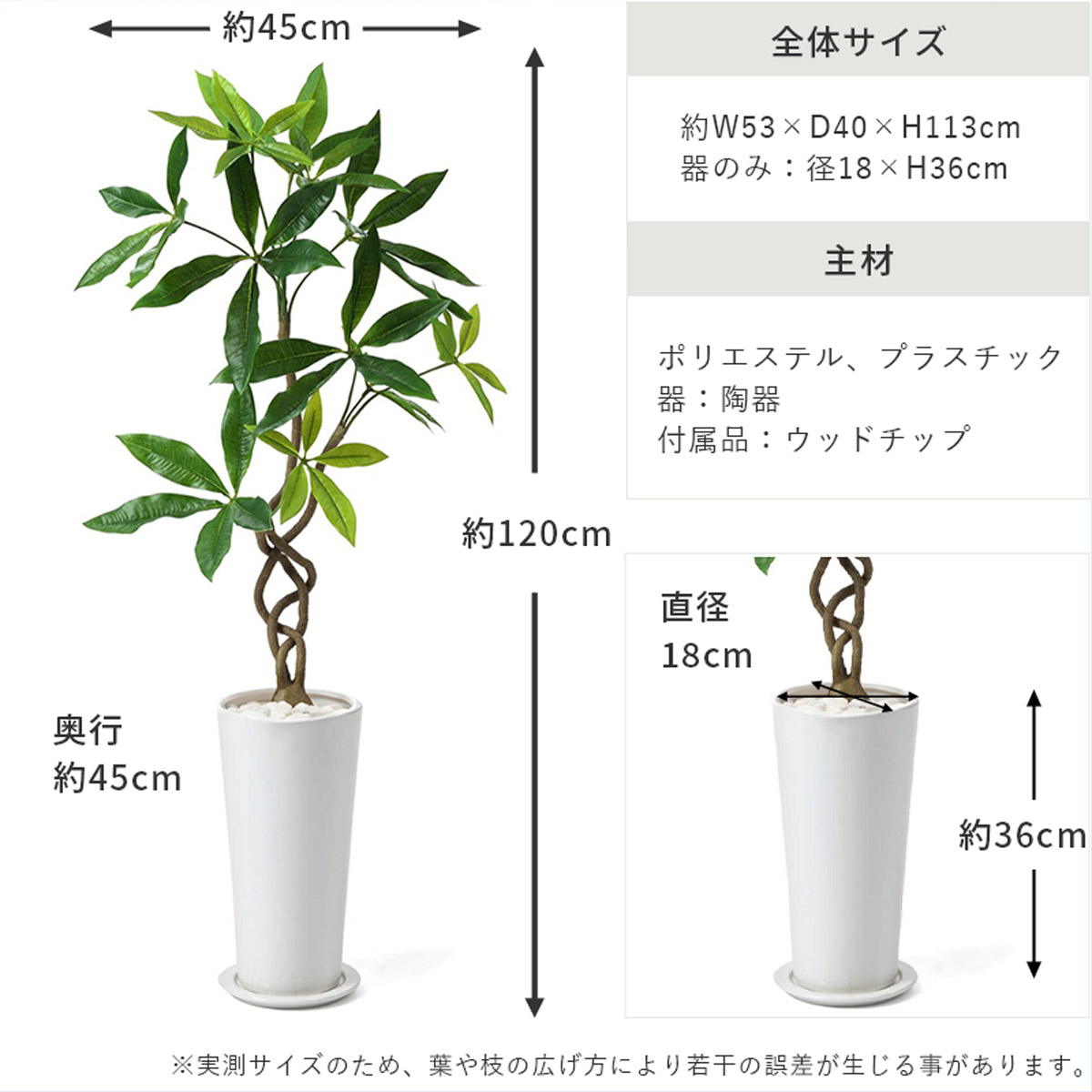 パキラ スリムプランター H113cmの説明